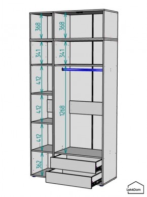 Шкаф с антресолью Linnea MHR-3A-2 2450х1200х510 (Графит-М 11.1.25) в Серове - serov.ok-mebel.com | фото 3