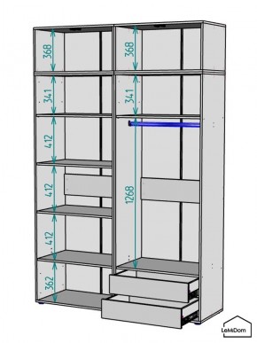 Шкаф с антресолью Linnea MHR-4A-2 2450х1600х510 (Графит-М 11.1.25) в Серове - serov.ok-mebel.com | фото 3