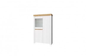 Шкаф с витриной 1V2D, TAURUS, цвет белый/дуб вотан в Серове - serov.ok-mebel.com | фото