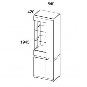 Шкаф с витриной 3D/TYP 01L, LINATE ,цвет белый/сонома трюфель в Серове - serov.ok-mebel.com | фото 2