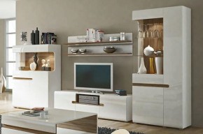 Шкаф с витриной 3D/TYP 01L, LINATE ,цвет белый/сонома трюфель в Серове - serov.ok-mebel.com | фото 4