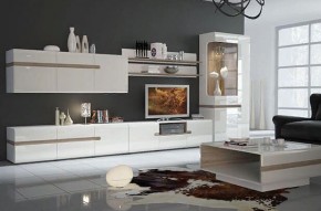 Шкаф с витриной 3D/TYP 01L, LINATE ,цвет белый/сонома трюфель в Серове - serov.ok-mebel.com | фото 5