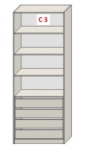 Шкаф СТАНДАРТ С3 4 ящика серия "ГЕСТИЯ" (Бело-серый/Дуб Небраска натуральный ) 800*520*2300 в Серове - serov.ok-mebel.com | фото 2