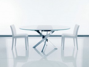 Стол BARONE (01.92) G093 хром/С150 э-бел. гл. стекло, L021алюм.вставка в Серове - serov.ok-mebel.com | фото
