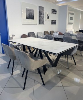 Стол RIETI 200 KL-99 Белый мрамор матовый, итальянская керамика / черный каркас, ®DISAUR в Серове - serov.ok-mebel.com | фото 3