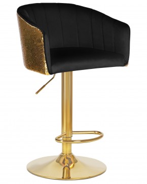 Стул барный DOBRIN DARCY GOLD SHINY, черный велюр с золотыми пайетками в Серове - serov.ok-mebel.com | фото