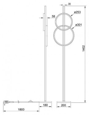 Торшер Arte Lamp Fluido A3913PN-24BK в Серове - serov.ok-mebel.com | фото 2