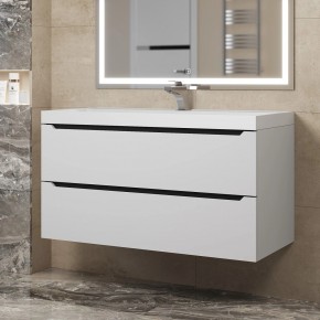 Тумба под раковину Uperwood Tanos 100 см, подвесная, белая/графит в Серове - serov.ok-mebel.com | фото