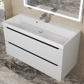 Тумба под раковину Uperwood Tanos 100 см, подвесная, белая/графит в Серове - serov.ok-mebel.com | фото 10