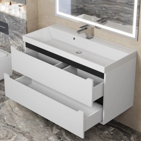 Тумба под раковину Uperwood Tanos 100 см, подвесная, белая/графит в Серове - serov.ok-mebel.com | фото 9