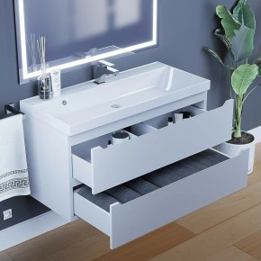 Тумба под раковину Uperwood Tanos 100 см, подвесная, белая матовая в Серове - serov.ok-mebel.com | фото 9