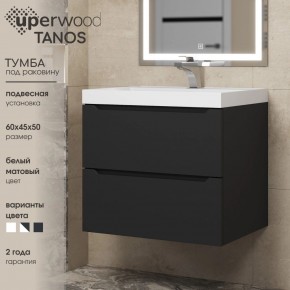 Тумба под раковину Uperwood Tanos 60 см, подвесная, черная матовая в Серове - serov.ok-mebel.com | фото 3
