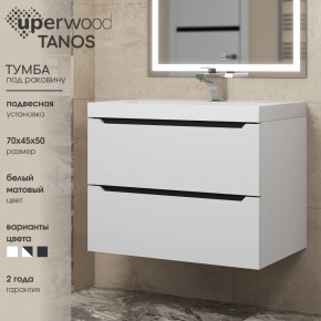 Тумба под раковину Uperwood Tanos 70 см, подвесная, белая/графит в Серове - serov.ok-mebel.com | фото 3