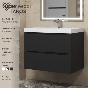 Тумба под раковину Uperwood Tanos 70 см, подвесная, черная матовая в Серове - serov.ok-mebel.com | фото 3