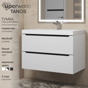 Тумба под раковину Uperwood Tanos 80 см, подвесная, белая/графит в Серове - serov.ok-mebel.com | фото 3