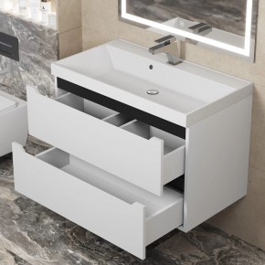 Тумба под раковину Uperwood Tanos 80 см, подвесная, белая/графит в Серове - serov.ok-mebel.com | фото 9