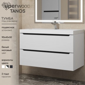 Тумба под раковину Uperwood Tanos 90 см, подвесная, белая/графит в Серове - serov.ok-mebel.com | фото 3