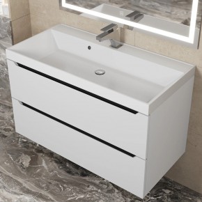 Тумба под раковину Uperwood Tanos 90 см, подвесная, белая/графит в Серове - serov.ok-mebel.com | фото 9
