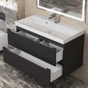 Тумба под раковину Uperwood Tanos 90 см, подвесная, черная матовая в Серове - serov.ok-mebel.com | фото 10