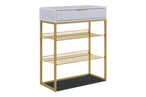 ВЕЛЬВЕТ Обувница (белое дерево/белый матовый/золото) в Серове - serov.ok-mebel.com | фото
